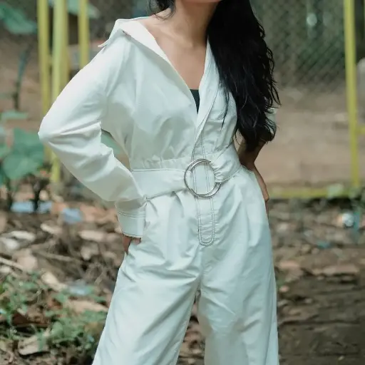 繫腰帶長款連身褲