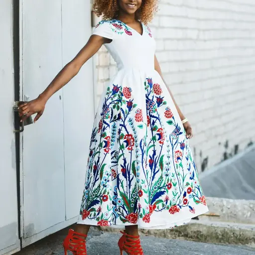 印花迷笛連衣裙