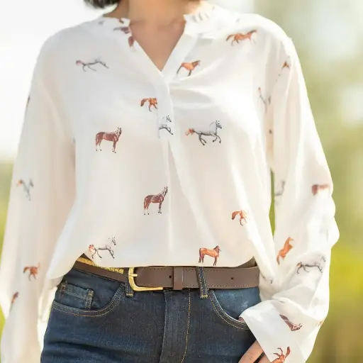 Rayon Long-Sleeve Blouse